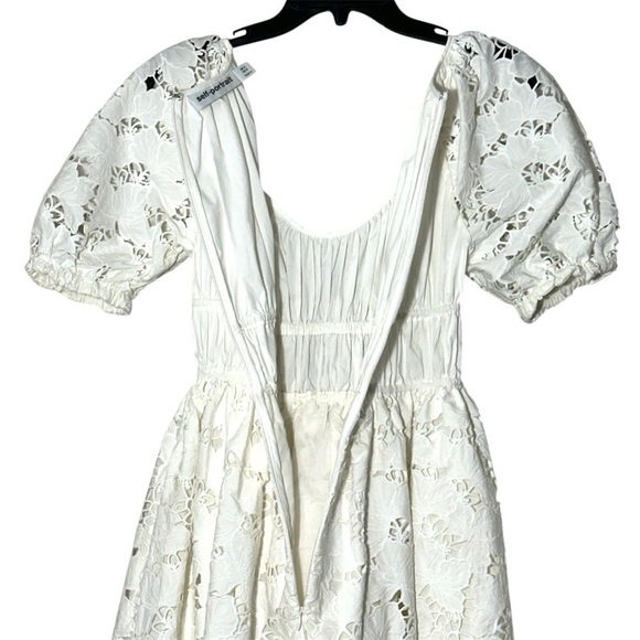 Self-Portrait White Flared Lace Midi Dress size 0 Bride Bridal Wedding Cocktail - Picture 14 of 16